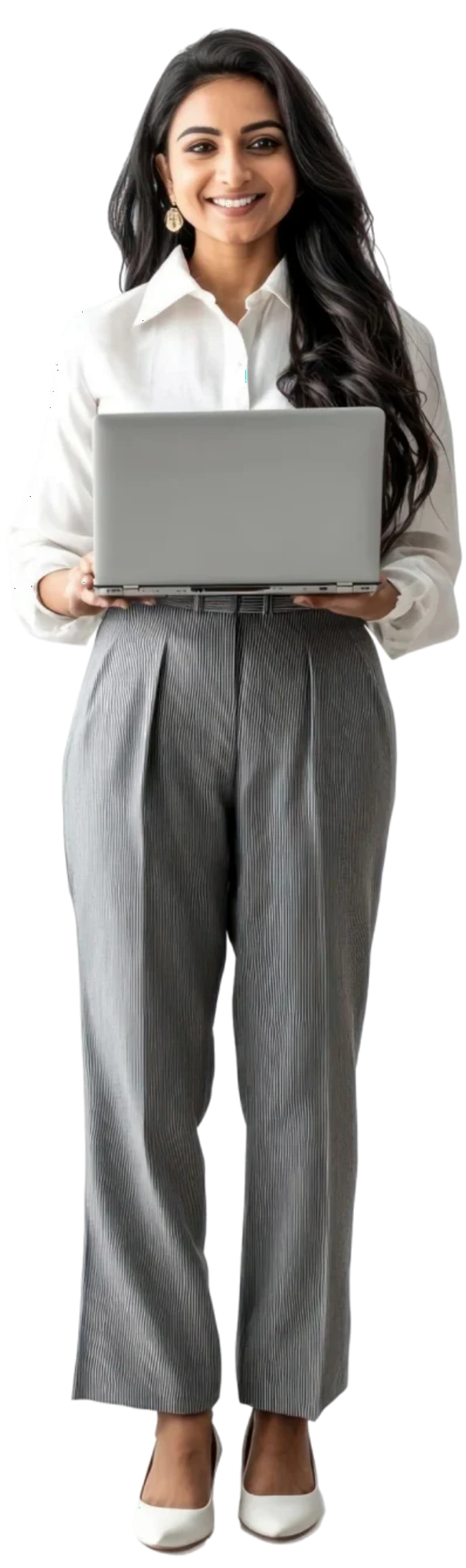 Professional woman holding laptop